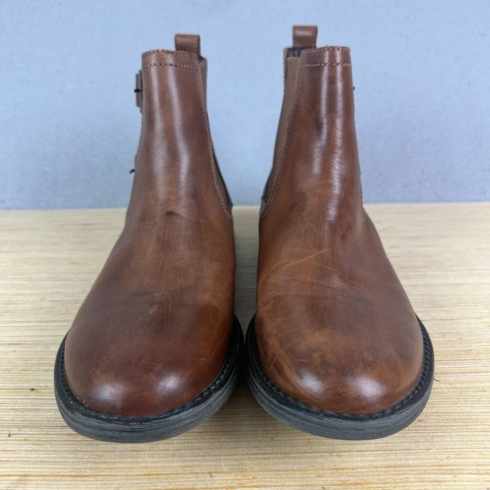 ROAN Mens Cynan Genuine Leather Ankle Boots 11 strap brown EU 44